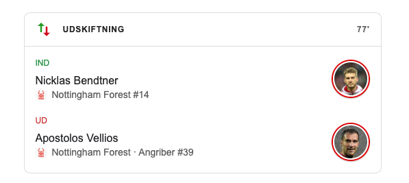 Nicklas Bendtner Nottingham Forest 16/17 hjemmebanetrøje MATCHWORN vs Wednesday - XL