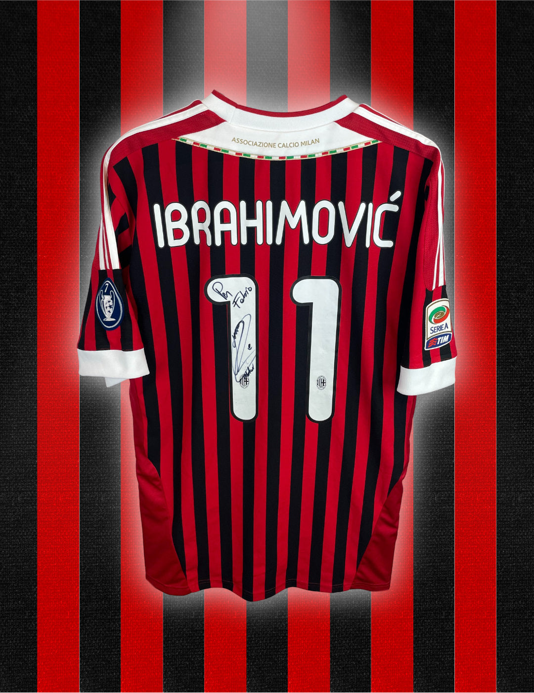 Zlatan Ibrahimovic AC Milan SIGNERET 11/12 hjemmebanetrøje - L