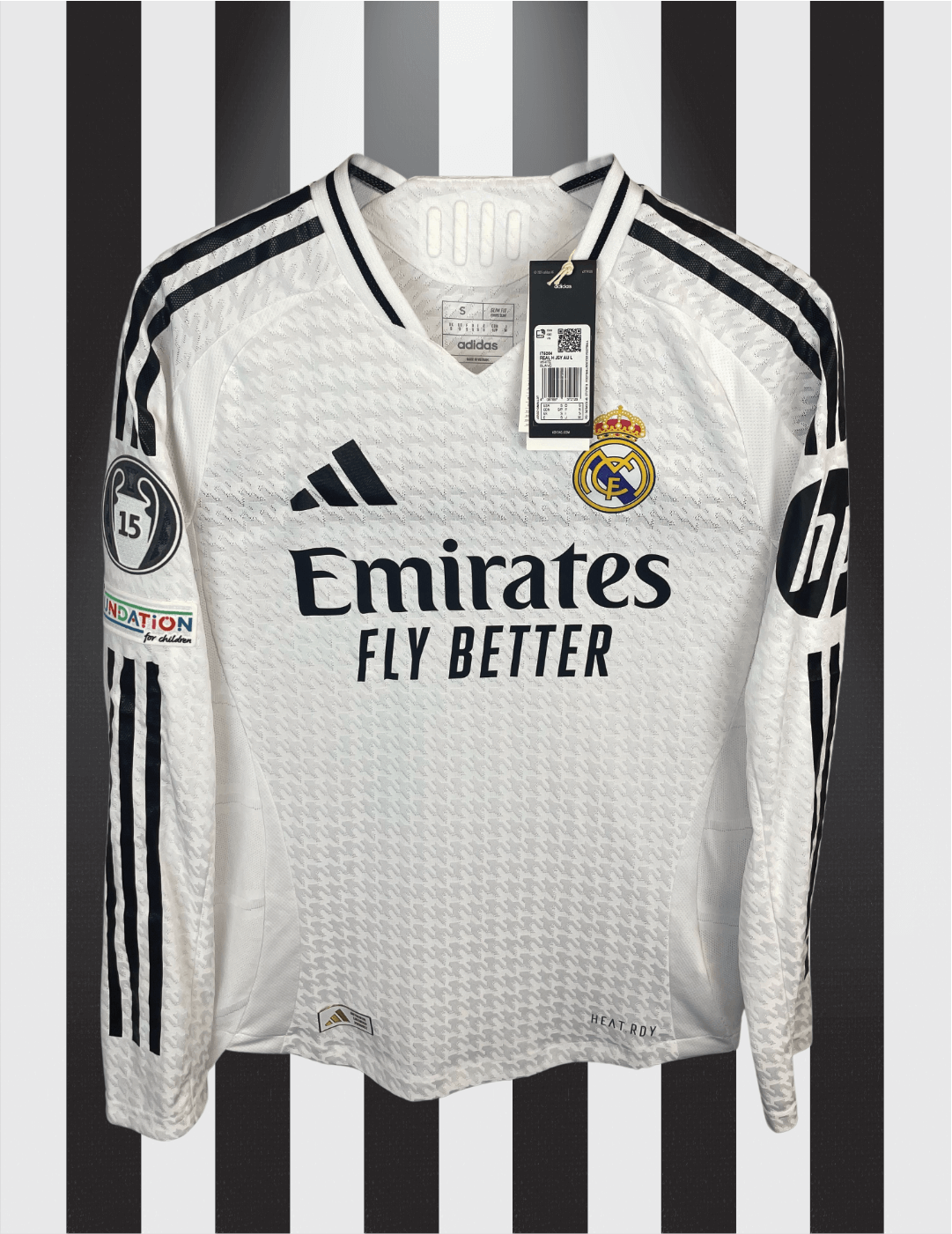 Jude Bellingham Real Madrid 24/25 Authentic SIGNERET langærmet hjemmebanetrøje - S