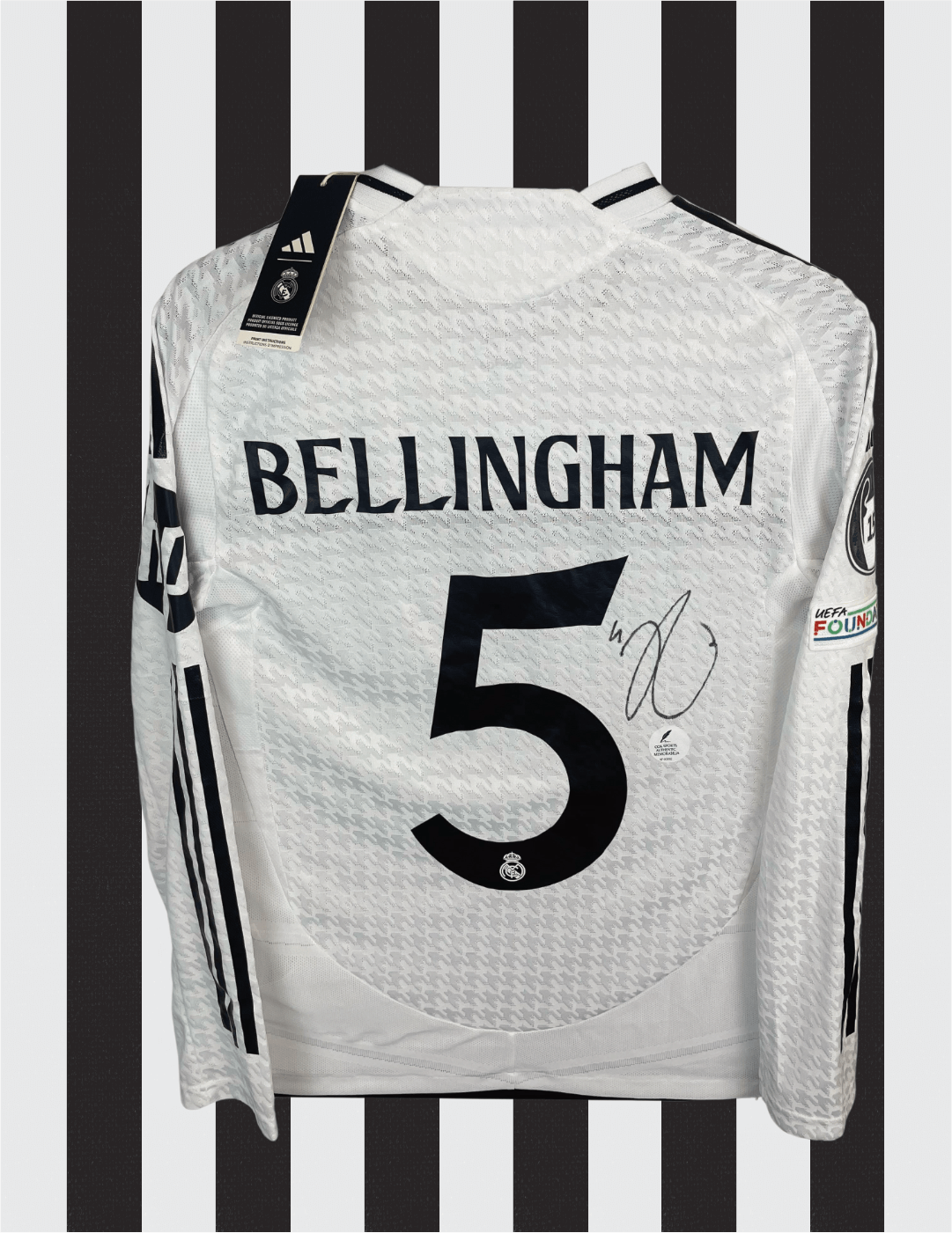 Jude Bellingham Real Madrid 24/25 Authentic SIGNERET langærmet hjemmebanetrøje - S