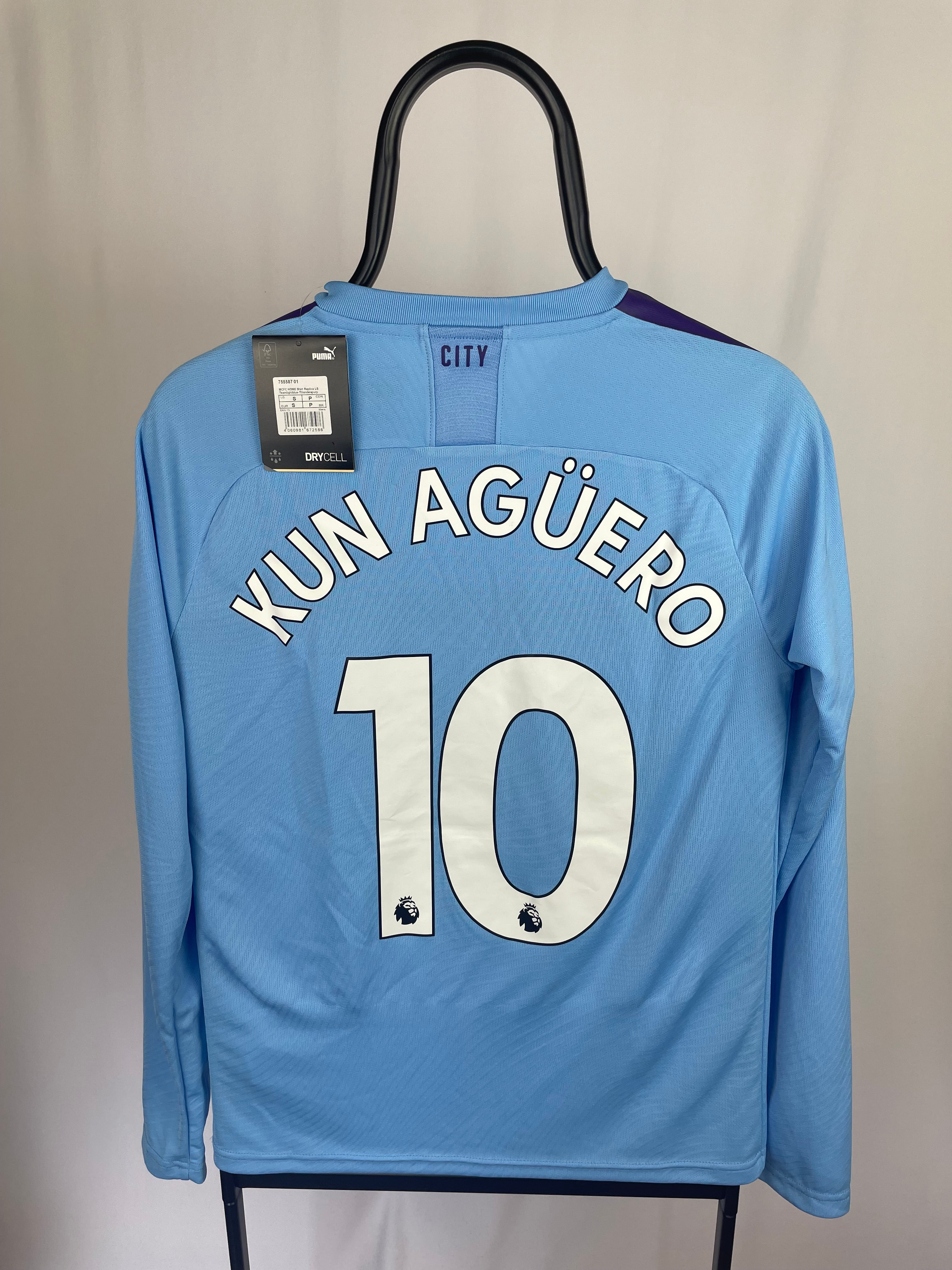 Sergio Kun Agüero Manchester City 19/20 langærmet hjemmebanetrøje - S