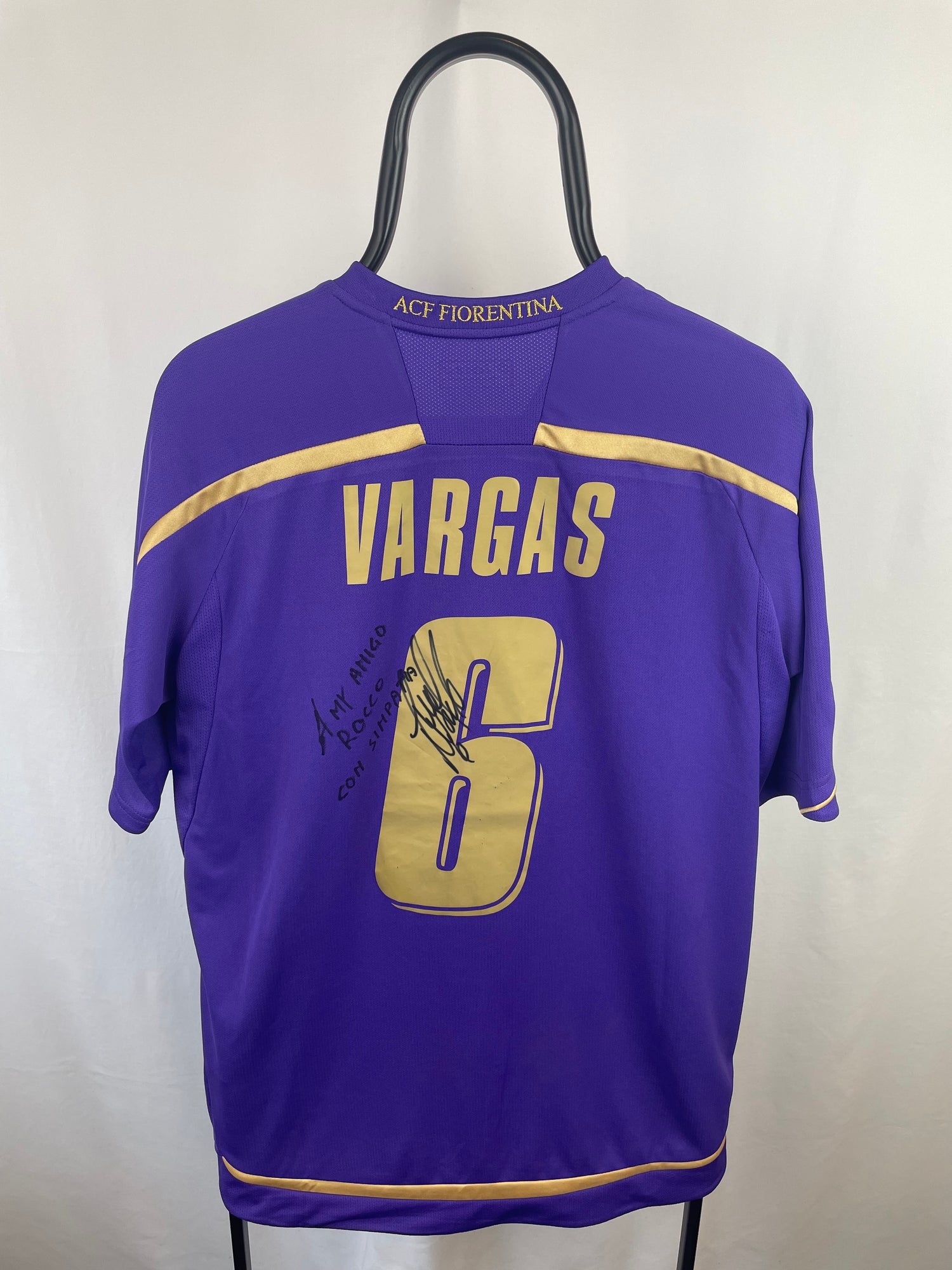 Juan Manuel Vargas Fiorentina 09/10 SIGNERET hjemmebanetrøje - XL