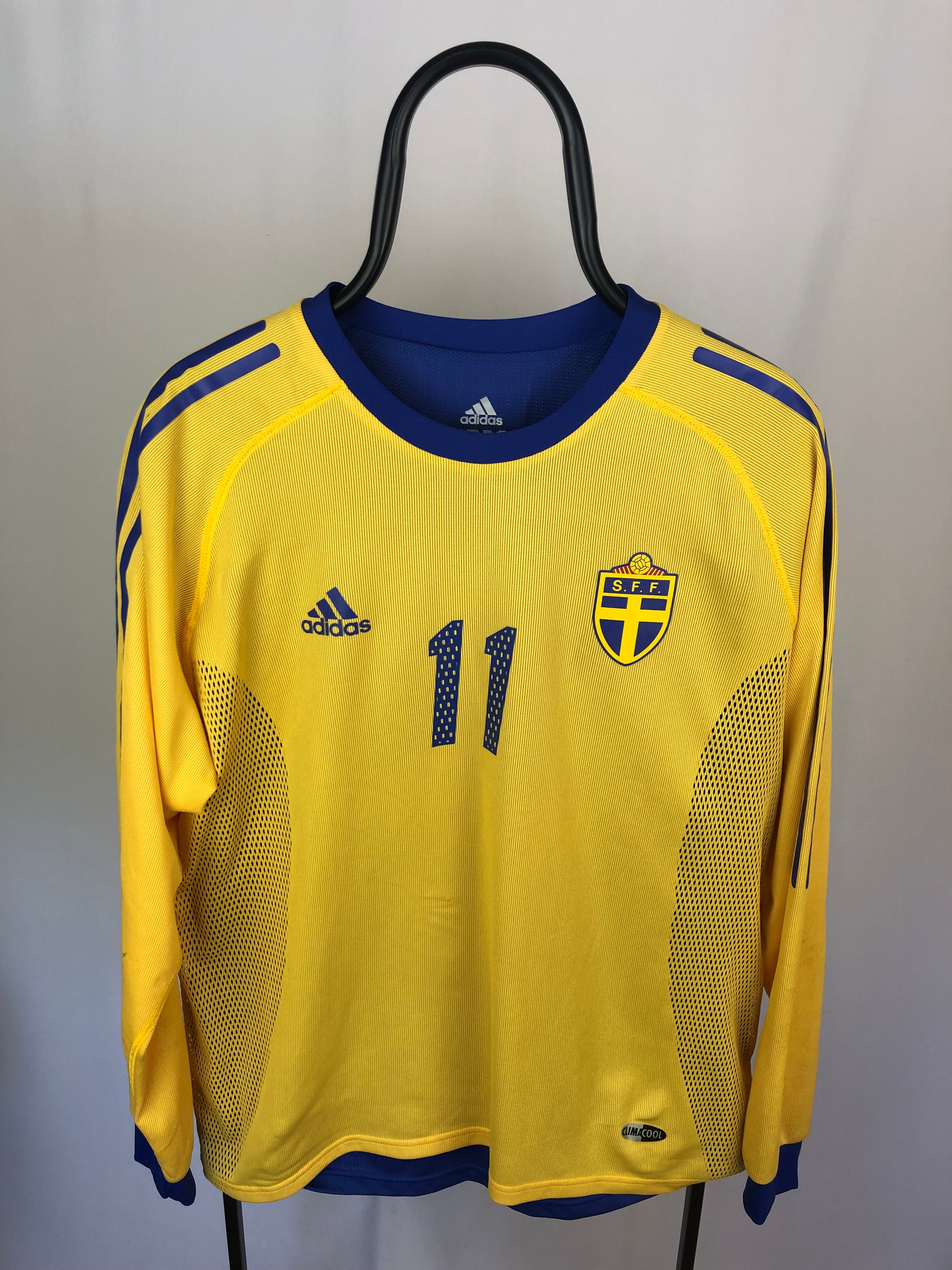 Henrik Larsson Sverige 2002 matchissue hjemmebanetrøje - L