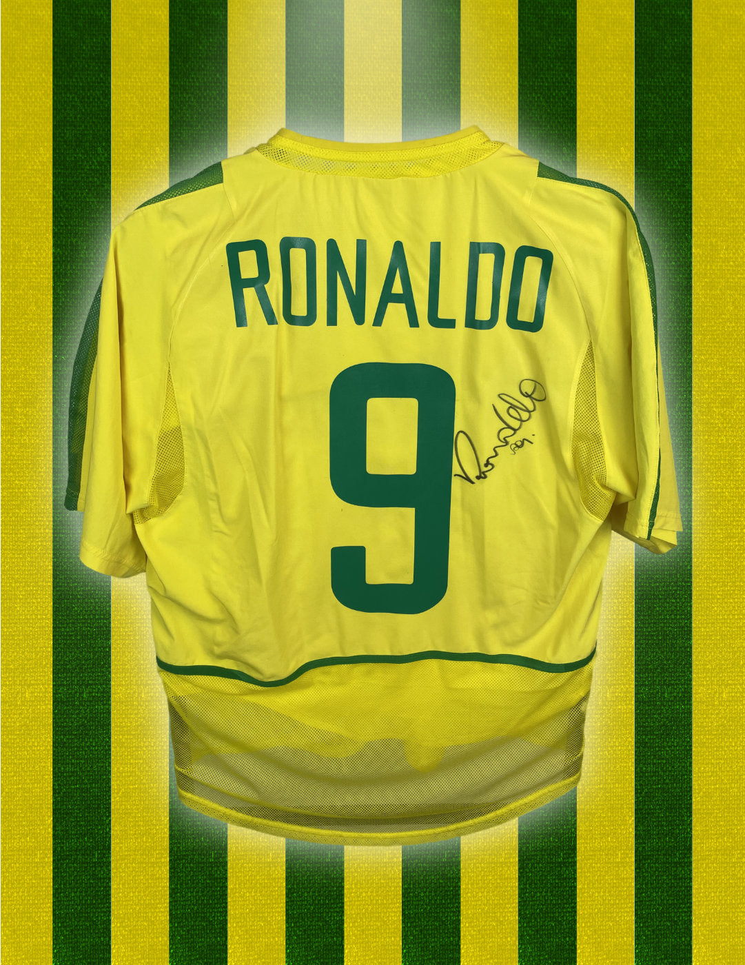 Ronaldo Nazario Brasilien 02/04 SIGNERET Matchissue hjemmebanetrøje - M