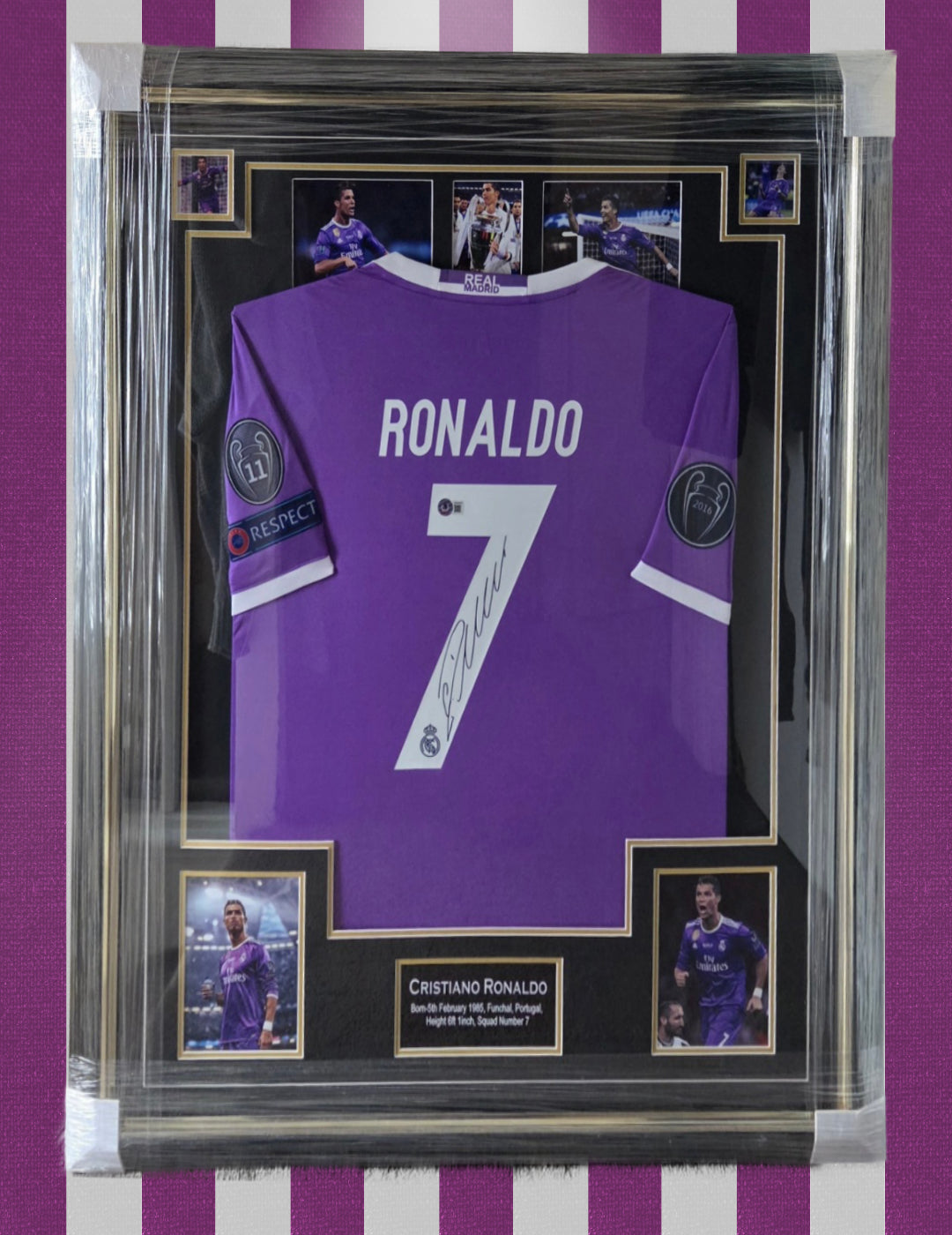 Cristiano Ronaldo Real Madrid 16/17 SIGNERET udebanetrøje - L